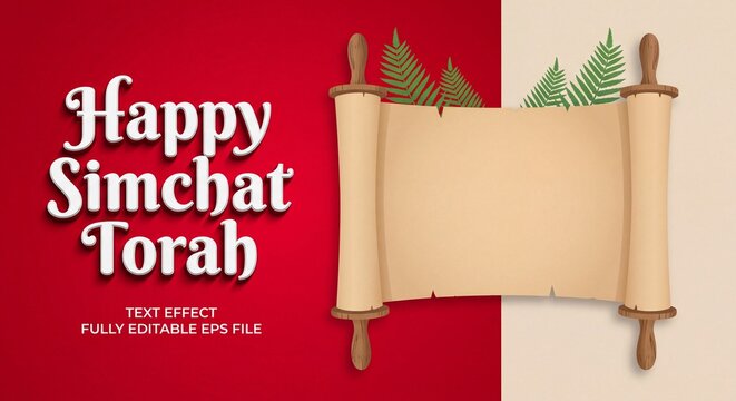 Simchat Torah Scroll bible Symbols of Jewish Text Effect Font Type
