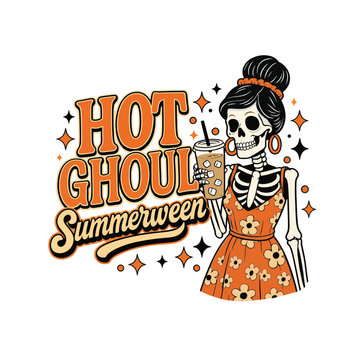 Spooky Female Ghoul Character Enjoying Summerween Season