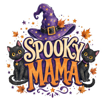 Spooky Mama Watercolor Art Halloween Theme