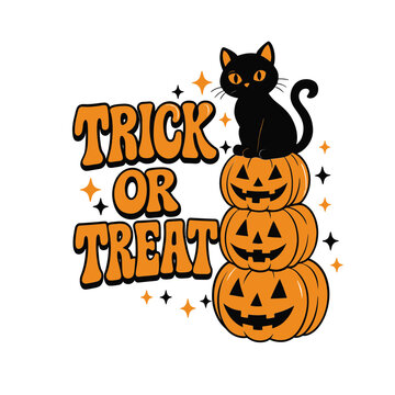 Adorable cat in costume trick or treat halloween theme