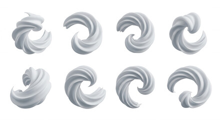 Fototapeta premium swirled white cream designs in a studio setting with a plain white background culinary or design projects
