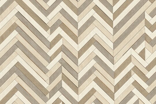 Detailed close up of a herringbone wood floor pattern with alternating light and dark wooden slats arranged in a repeating zigzag layout