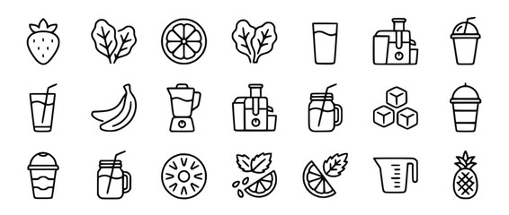 Fototapeta premium Healthy Smoothie Ingredients Icons