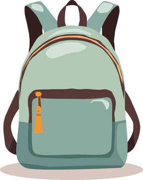 Light Green School Backpack Vector Illustration Isolated on White Background