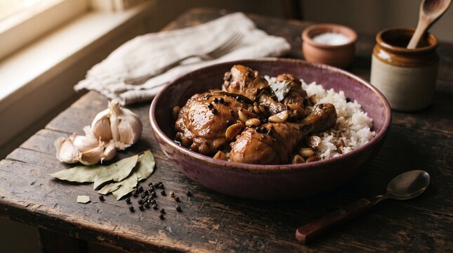Filipino chicken adobo ingredient story food photography image