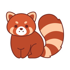 Fototapeta premium Adorable sitting red panda flat vector character.