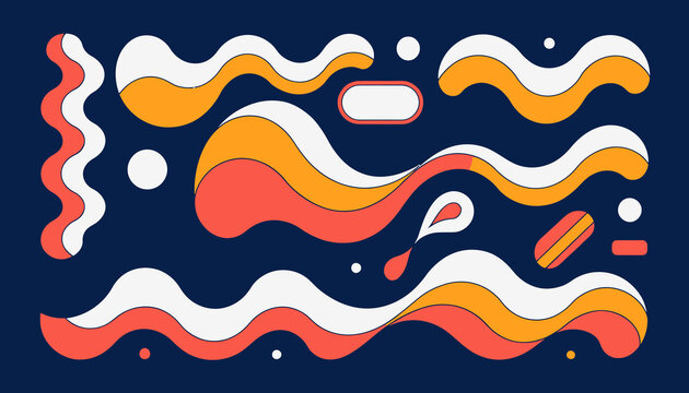 Abstract Organic Shapes Wave Pattern Background, Coral Orange White