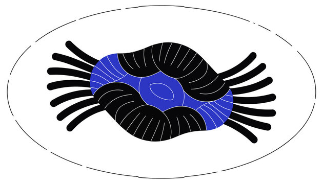 Abstract Organic Shape with Tentacles, Blue and Black Design
