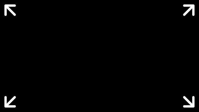 4K motion graphic of White maximize line icon with alpha channel transparency. 2D cartoon animation of Arrow animation on black background.