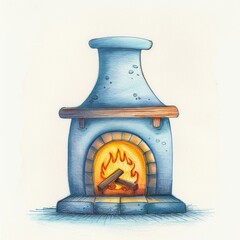 Obraz premium Fireplace indoors pottery hearth.