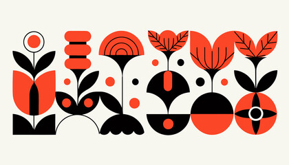 Abstract Geometric Floral Design - Mid Century Modern Style © Casna