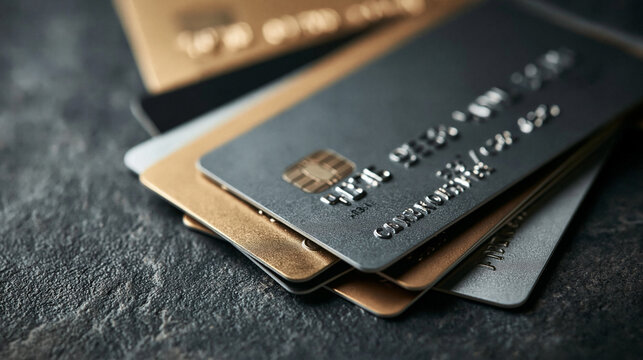 Credit Cards Stacked on Stone