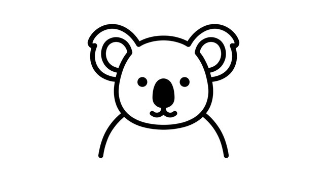 Cute koala head outline face icon.