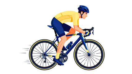Fototapeta premium Dynamic cyclist riding a road bike, isolated on a clean background.
