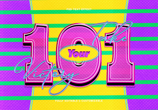 Retro Number Typography Text Effect