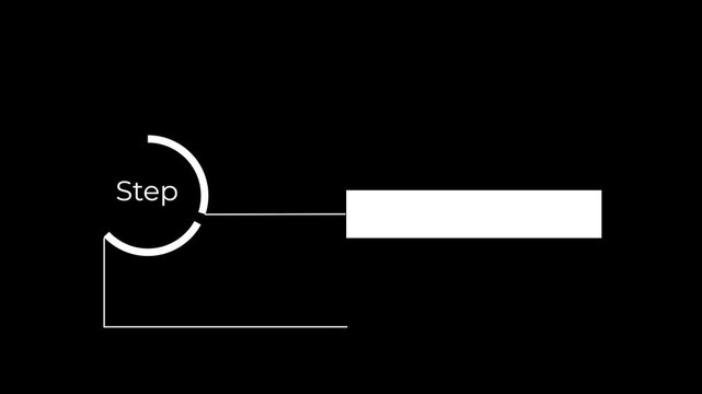 step by step process infographic with connected circular indicator animation.
