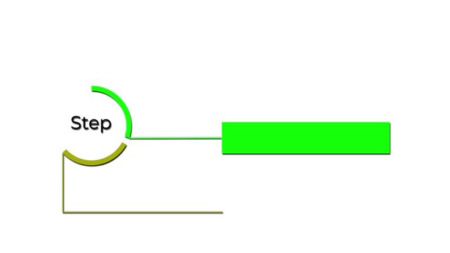 modern step process timeline with connected information boxes ui animation.