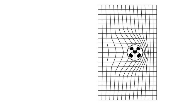 Minimalist Soccer Ball Hitting Goal Net Line Art Animation