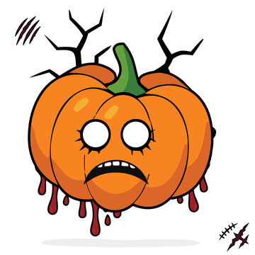 spooky cute cartoon pumpkin jack o lantern halloween vector