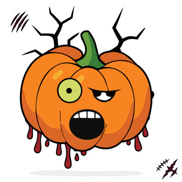 cartoon spooky jack o lantern pumpkin halloween fall vector illustration