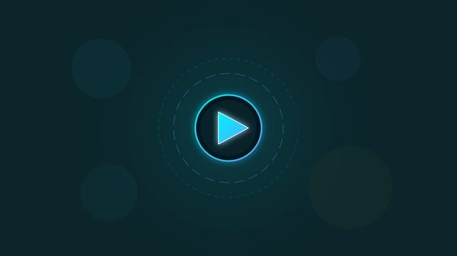 Digital neon pause button icon on futuristic technological interface background for media player control concept