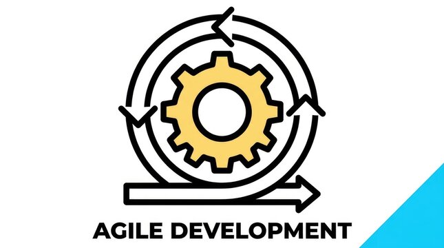 Agile development gear icon featuring cyclical rotation arrows used for modern software engineering project management processes