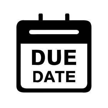 Black due date calendar icon with label - Minimalistic calendar icon highlighting due date in bold text for reminders or deadlines.
