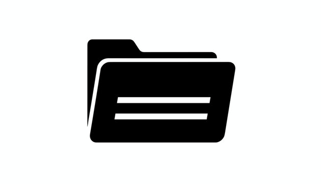 Sleek black folder icon representing digital document storage, file organization, or computer data archive management.