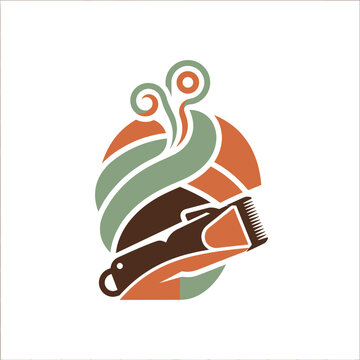 Minimalist barber shop logo design with scissors and hair clipper icon.