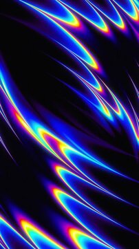 Neon Iridescent Wave Streaks on Black Background Loop