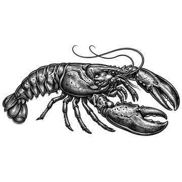 A detailed artistic rendering displays the anatomical structure of a large marine crustacean featuring sharp claws and long antennae to showcase the intricate textures of its hardened outer