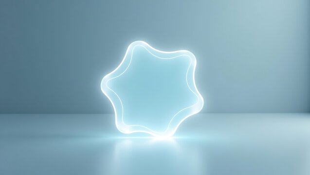 Abstract glowing wavy shape on a soft blue background