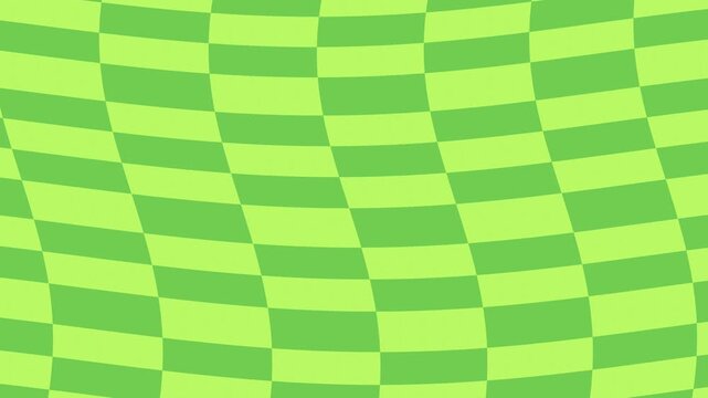 Undulating Green Checkerboard Abstract Pattern