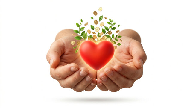 Isolated International Day of Charity Hands Holding Heart PNG Cutout