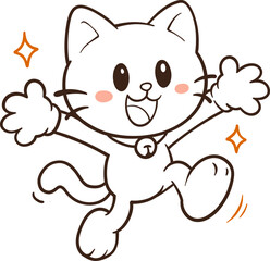 Obraz premium Cute Happy Cartoon Cat Character Outline