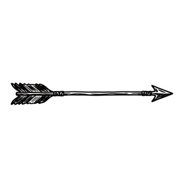 Hand drawn vintage arrow sketch isolated on transparent background