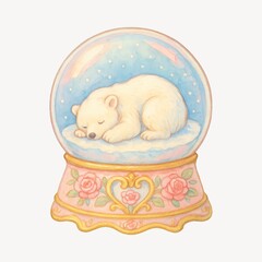Fototapeta premium Charming polar bear snow globe