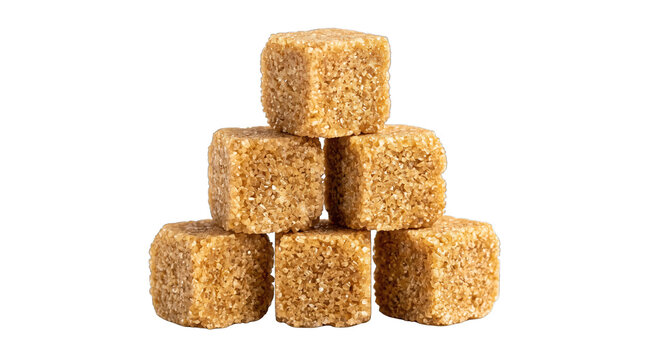 Brown Sugar Cubes Stacked Pyramid PNG Isolated on a transparent background