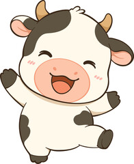 Naklejka premium Cute Happy Cow Cartoon Illustration