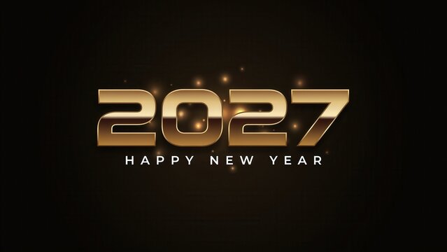 2027 happy new year gold metallic typography design