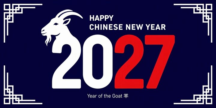 Happy chinese new year 2027 year of the goat greeting