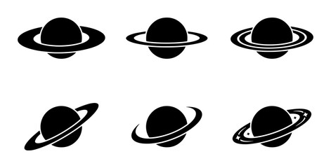 70 Saturn Planet Icons, Ringed Celestial Body Vector Graphics, Cosmic Space Symbols Set, Astronomical Illustration Collection 100 © Ovijit