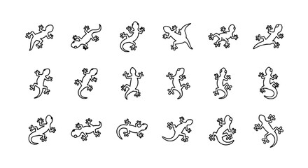 Fototapeta premium Collection of Gecko Lizard Silhouettes, Isolated on Transparent Background