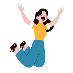 happy young woman jumping