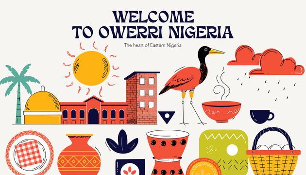 Welcome to Owerri Nigeria: Vibrant Art, Culture, and Landmark Illustration