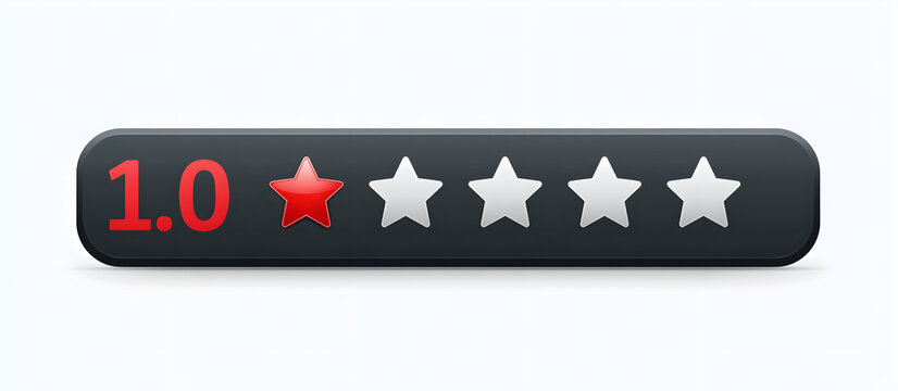 One star star rating bad review bar vector illustration with single red star isolated on white background for low feedback customer experience evaluation concept