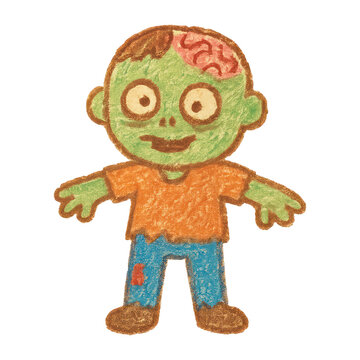 PNG Colorful crayon zombie illustration.