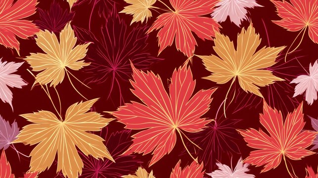 Seamless autumn maple leaves pattern background