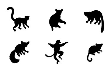 80 Silhouette Animals Vector Pack: Primate, Lemur, Bear, and Mammal Silhouettes for Wildlife Design 100