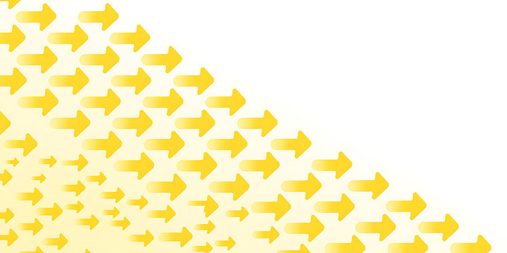 Numerous yellow arrows pointing right and fading in size and opacity against a white background 